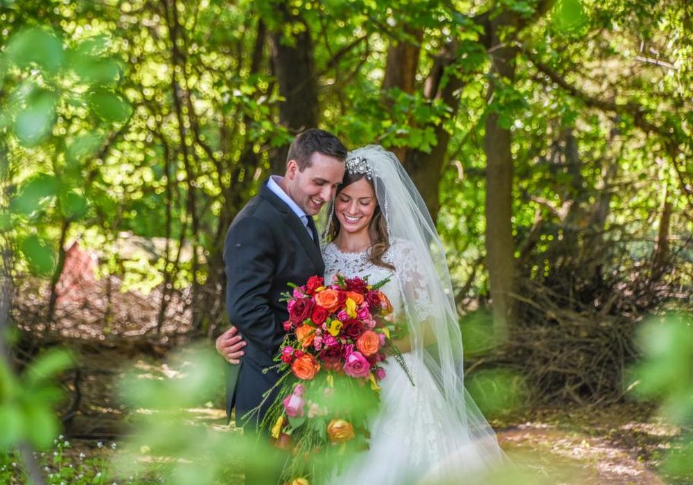 Happy couple at their wedding